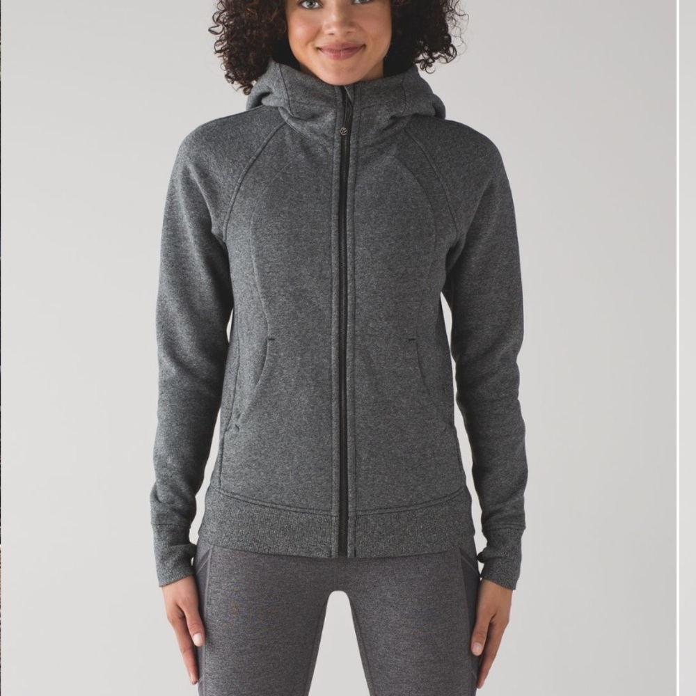 Lululemon SCUBA FULL-ZIP HOODIE IN HEATHERED SPECKLED BLACK, size 6